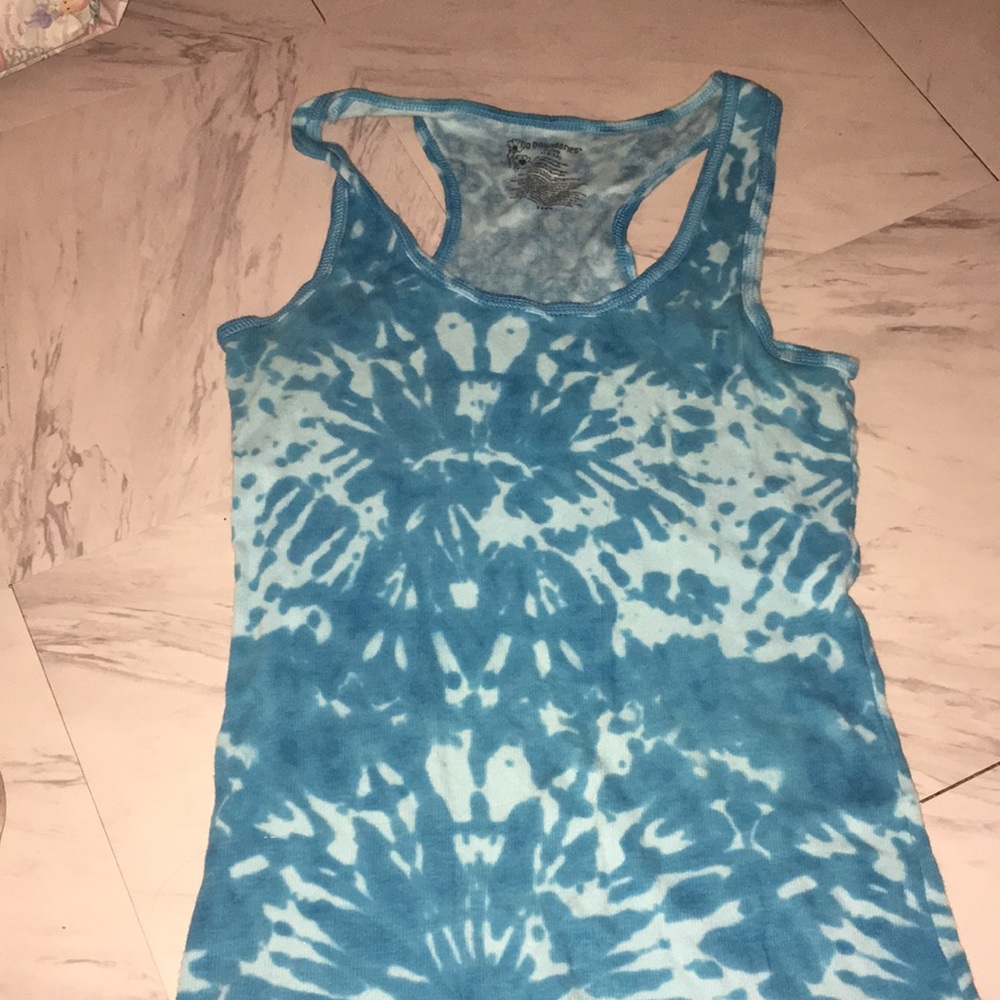 An extra large blue tie dye tank.